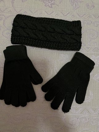 Set guanti e fascia in maglia