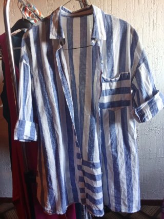 Camisa larga rayas azul y blanco