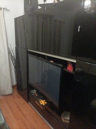 Mueble salón comedor negro y marrón