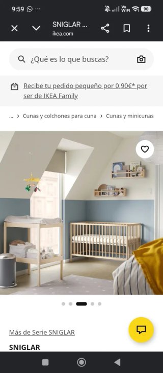 Cuna de madera Ikea 124x66 cm