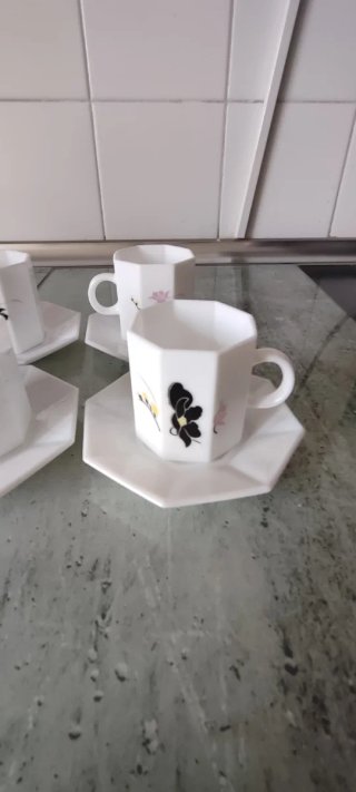 Juego 6 tazas de café de porcelana