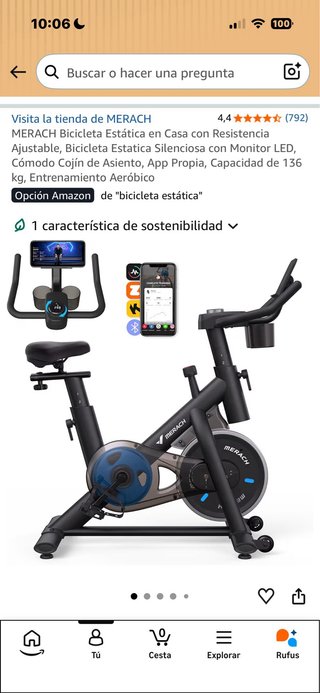 Bicicleta Estática MERACH Negra (a estrenar)