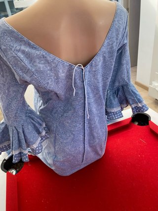 248 traje de flamenca azul y blanco