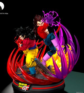 Figura Resina Goku SSJ4 y Vegeta SSJ Dragon Ball