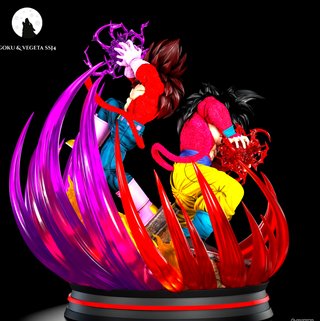 Figura Resina Goku SSJ4 y Vegeta SSJ Dragon Ball