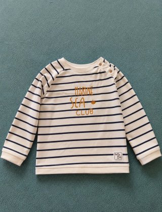 Camiseta bebé rayas marina y chaleco