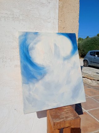 Cuadro abstracto azul y blanco