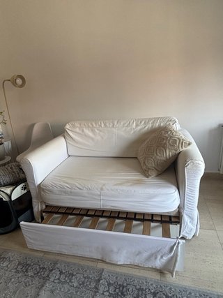 Sofá-cama blanco de tela ikea-hagalund