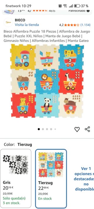 Alfombra puzzle bebé animales y números