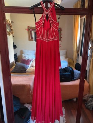 Vestido fiesta rojo con pedrería talla 34/36