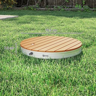 Ducha De Jardín Portátil, Ducha De Exterior Con Altura Regulable a 4 M Con Chorros De Agua Regulables, Resistente A Los Rayos UV Y Al Frío, para Sauna, Camping, Ø70.5 Cm, Efecto Madera