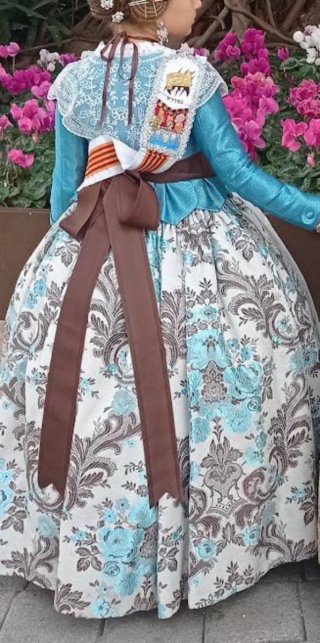 Traje de Fallera Niña Azul y Blanco