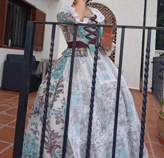 Traje de Fallera Niña Azul y Blanco