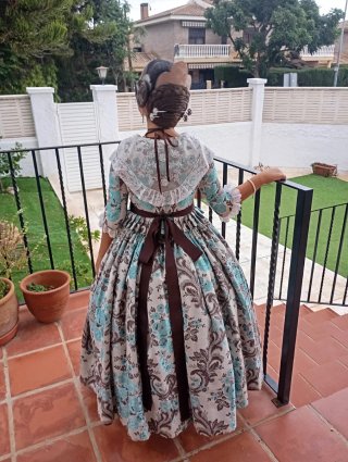 Traje de Fallera Niña Azul y Blanco