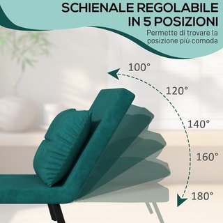 Sillón Cama 4 en 1, Sillón Plegable con Respaldo Regulable en 5 Posiciones, Sofá Cama con Cojín, Asiento Acolchado, de Terciopelo para Casa y Oficina, 63X73X81 Cm, Verde