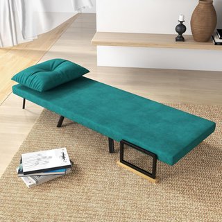 Sillón Cama 4 en 1, Sillón Plegable con Respaldo Regulable en 5 Posiciones, Sofá Cama con Cojín, Asiento Acolchado, de Terciopelo para Casa y Oficina, 63X73X81 Cm, Verde