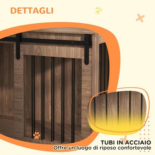 Caseta para Perros Grandes de Madera para Interior, Kennel para Perros Multifuncional con Puerta Corredera, 98X58X61 Cm, Marrón