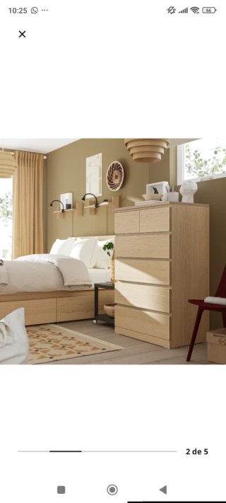 Cómoda Malm 6 cajones roble