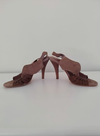 Sandalias tacón Anthropologie ante beige, talla 36