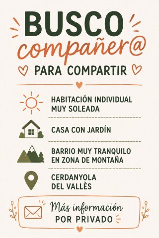 Busco compi de piso. Habitación muy soleada