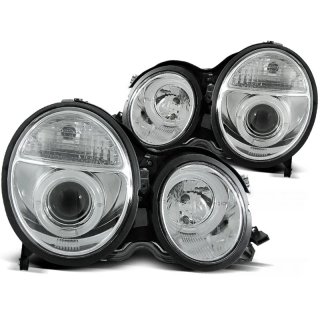 Faros delanteros Angel Eyes Cromados Mercedes Clas