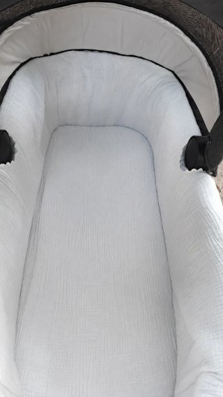 Conjunto carrito bebe. Saco, funda, bajera y lazos
