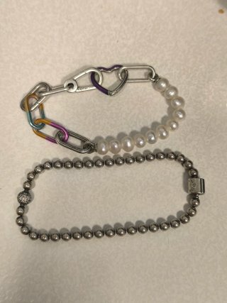 2 Pulseras Pandora Corazón Perlas y bolitas