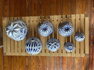 Raro set 7 stampi budino vintage ceramica a mano