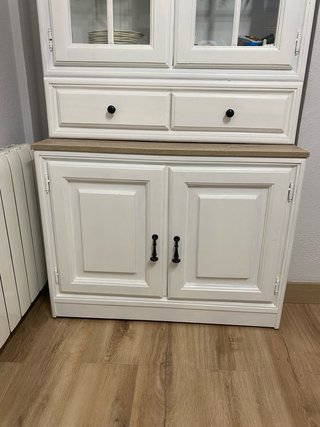 Mueble auxiliar blanco madera y cristal