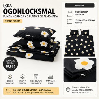 Funda Nórdica IKEA Ögonlocksmal + 2 Fundas Almohad
