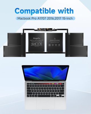 GINGEPRO Batería A1820 6680mAh MacBook Pro A1707