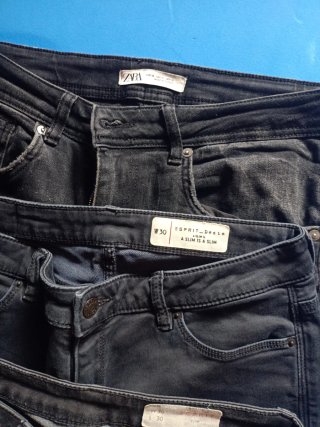 ✅3 UD PANTALONES LARGOS NEGROS. W 30 L 30.