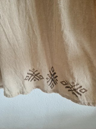 Kimono India Algodón Beige Estampado