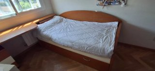 Cama nido doble con escritorio y cajonera