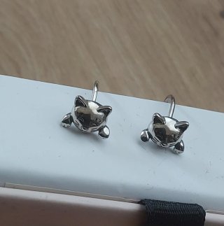 Pendientes gato Le Petite Marie plata