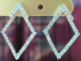 Orecchini rombo placcato argento e strass