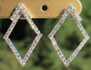Orecchini rombo placcato argento e strass