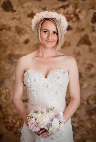 Vestido de Novia Rosa y Blanco