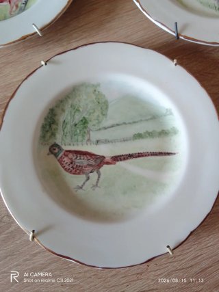3 Platos Porcelana Pintados a Mano