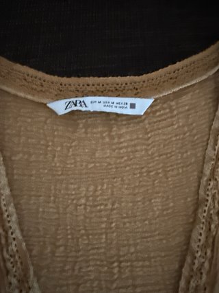 Top Zara Amarillo Mujer Color caramelo