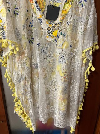 Caftano Positano Taglia Unica Pizzo Giallo