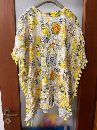 Caftano Positano Taglia Unica Pizzo Giallo