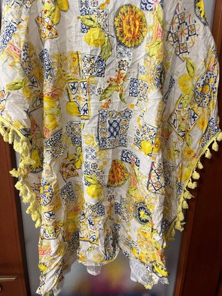Caftano Positano Taglia Unica Pizzo Giallo