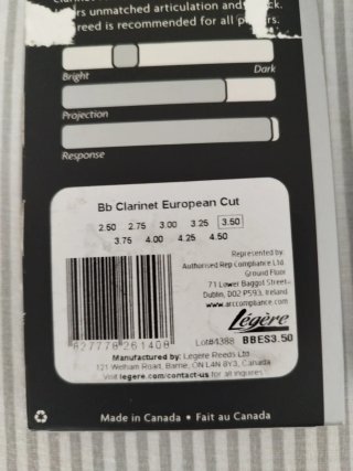 Cañas Clarinete Bb Légère European Cut
