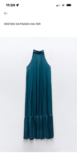 Vestido Halter Satinado Azul Petróleo Talla xs