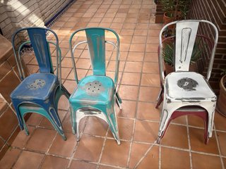 Conjunto Mesa exterior madera y azulejo y 6 sillas