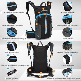 Mochila Jianyana hidratante negra y azul