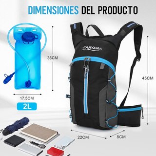 Mochila Jianyana hidratante negra y azul