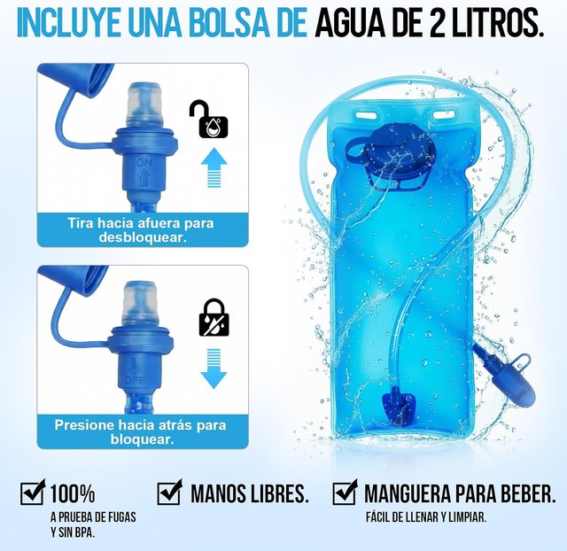 Mochila Jianyana hidratante negra y azul
