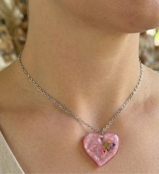Conjunto Corazón Flores Artesanal
